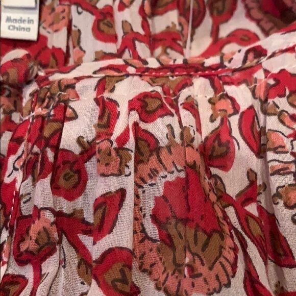 Joie Red Print Boho Peasant Floral Cotton Blouse - Picture 8 of 8